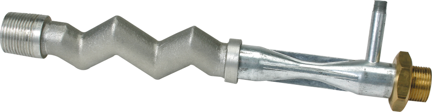 Richards, Die-cast, white metal body with integrally cast side arm, plated Brass nozzle; cast aluminum baffle tube. 3/4" (1" drain, 1/8" NPT vacuum) Water Inlet, 12-1/2"(318mm) Length